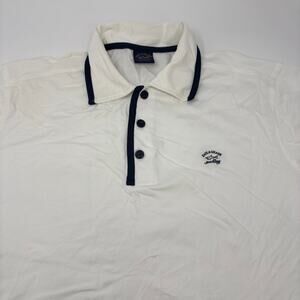Paul & Shark Mens Large Solid White Short Sleeve Polo Shirt